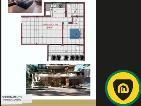 Departamento en Venta de 1 dormitorio