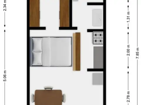 Depto Tipo Casa Monoambiente con 1 baño