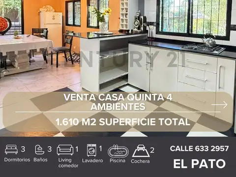 VENTA CASA QUINTA 4 AMBIENTES EL PATO