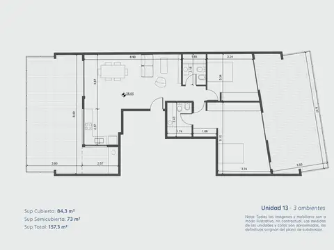 Departamento en Venta de 3 ambientes