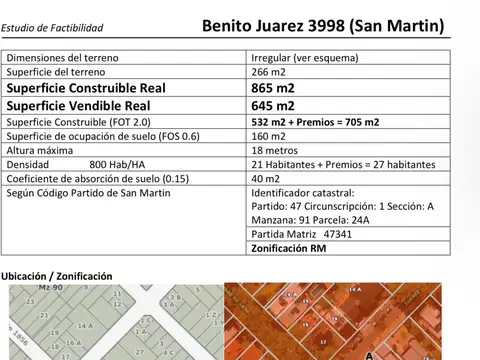 Terreno en Venta de 265,0 m2