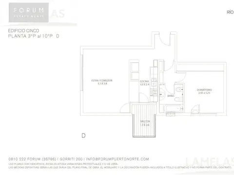 Departamento en Venta de 1 dormitorio