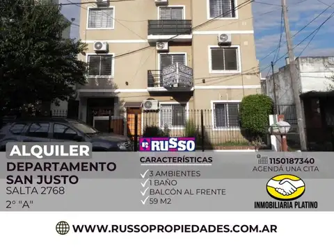 Alquiler departamento 3 ambientes San Justo