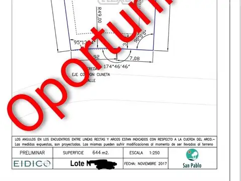 Terreno en Venta de 644,0 m2