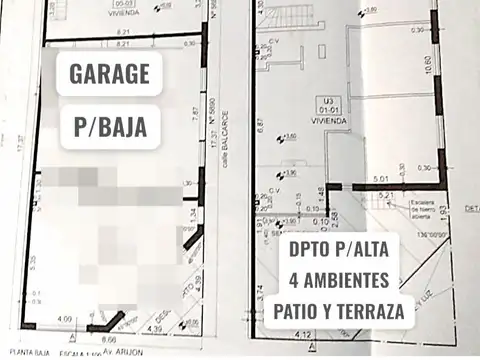 Esquina Arijon y Balcarce - Rosario: Planta Alta - Dpto 2 Dormitorios - Garage - Patio y terraza