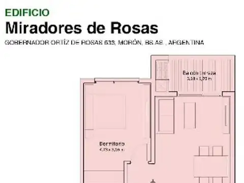 Departamento 2 ambientes con 1 baño