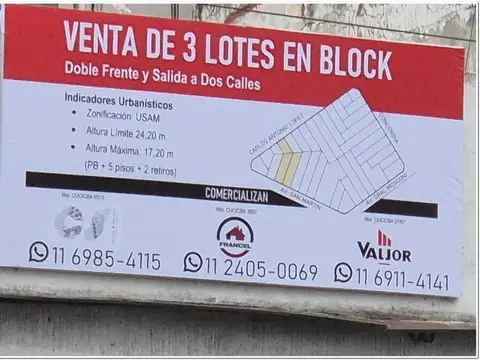 Triple Lote con Doble Frente y Salida a Dos Calles en el barrio de Villa Devoto