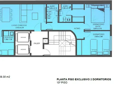 Departamento 3 ambientes con 2 baños