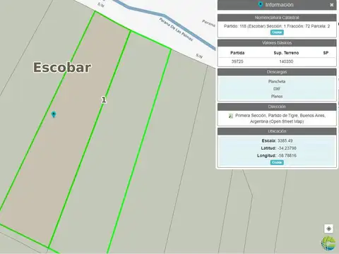 27 Has sobre el Rio Paraná de Las Palmas