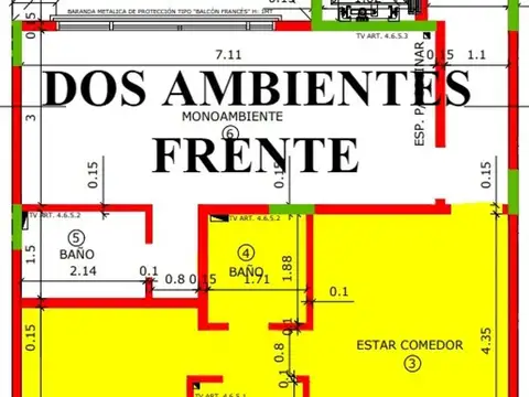 Departamento 2 ambientes con 1 baño