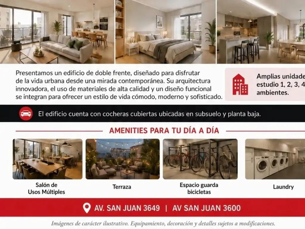 Avenida San Juan 3600 de  1 y 2 Dormitorios