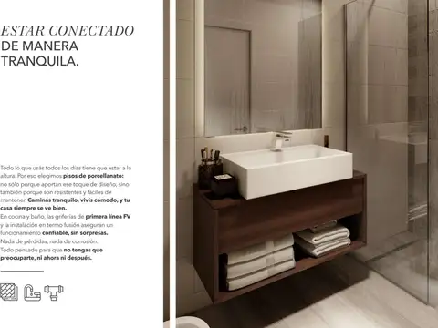 Departamento 2 ambientes con 2 baños