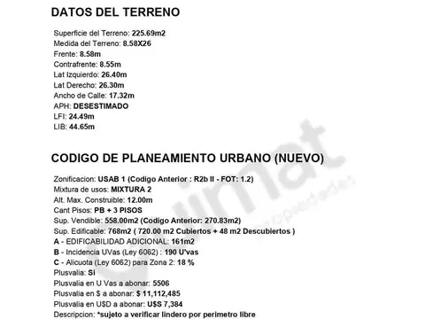 Terreno en Venta de 225,0 m2