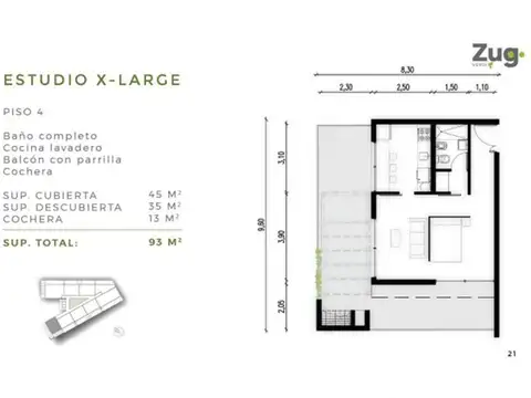 Monoambiente en venta en Zug Verdi, Pilar