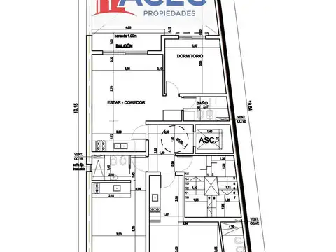 Departamento 2 ambientes con 1 baño