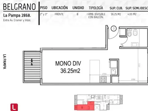 La Pampa 2800, Piso 2