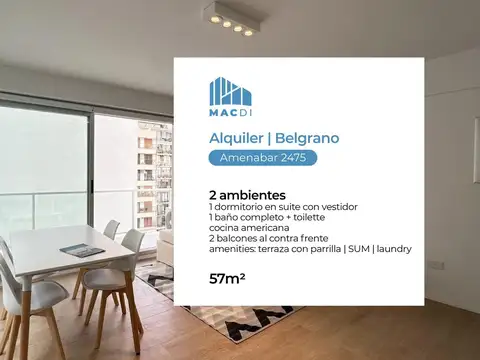 Excelente Dpto. 2 ambientes en Alquiler Temporal totalmente equipado.