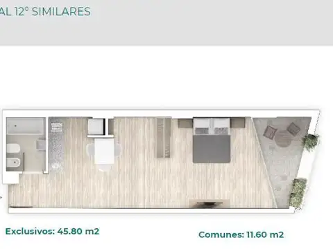 Departamento Monoambiente con 1 baño