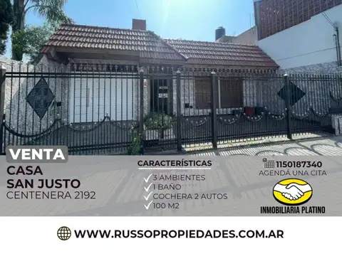 Venta casa 3 ambientes San Justo