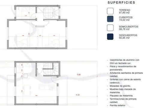 Depto Tipo Casa 3 ambientes con 1 baño