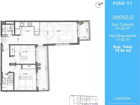 Departamento en Venta de 3 ambientes