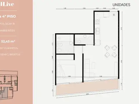 Departamento en Venta de 1 dormitorio