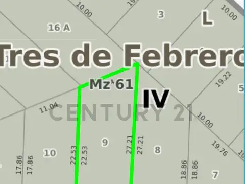 Terreno en Venta 10  mts Frente