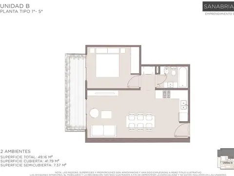 Departamento en Venta de 2 ambientes