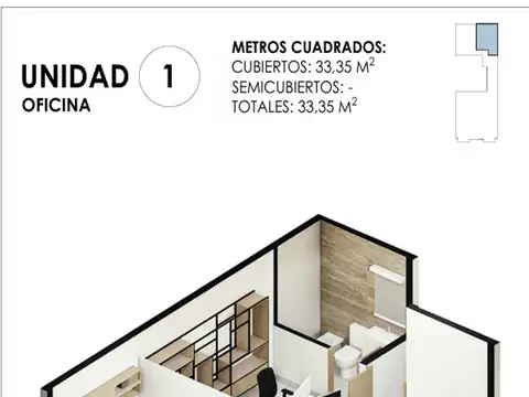 Oficina Monoambiente con 1 baño