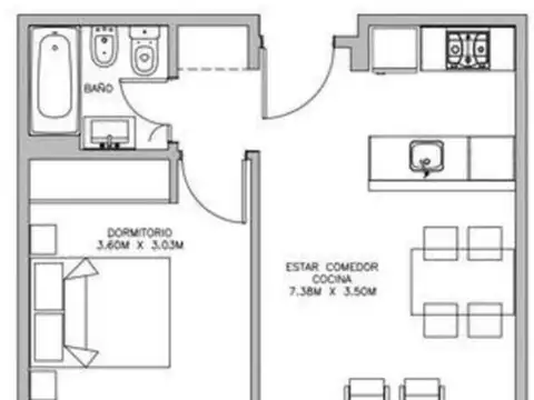 Departamento en Venta de 2 ambientes