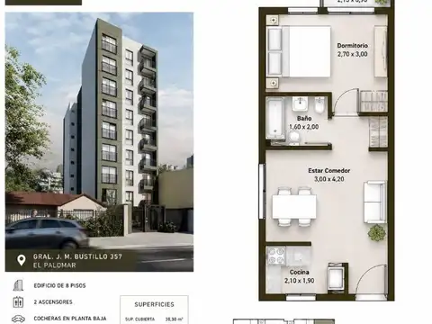Departamento en Venta en El Palomar, USD 43.000