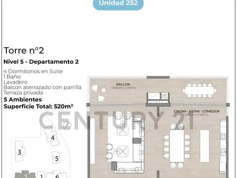 Las Tacuaras 2800, Piso 252