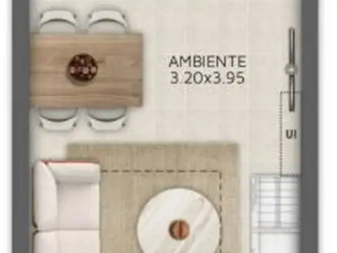 Departamento 2 ambientes con 1 baño