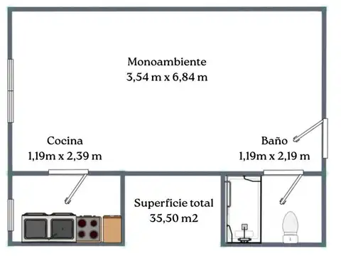 Departamento en Alquiler de Monoambiente