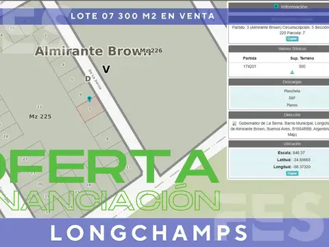 Terreno a la  venta en Longchamps con Financiación directa
