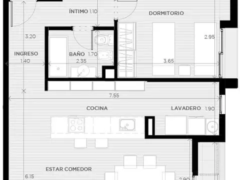 Departamento en Venta de 2 ambientes