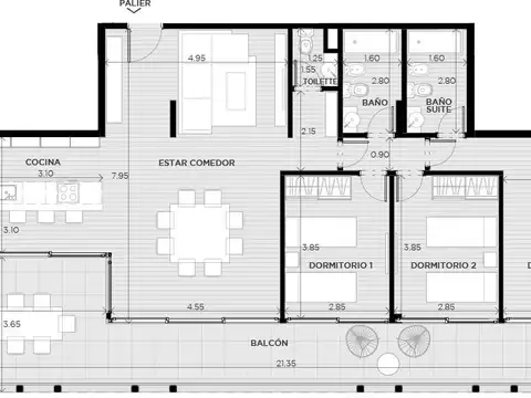 Departamento en Venta de 2 ambientes