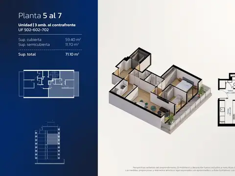 Dpto 1 amb en VENTA en Villa Urquiza con balcón