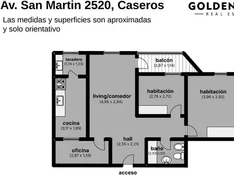 Departamento 3 ambientes con 1 baño
