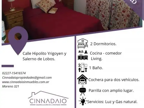 Casa 2 ambientes con 1 baño