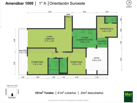 Departamento en Venta de 3 ambientes