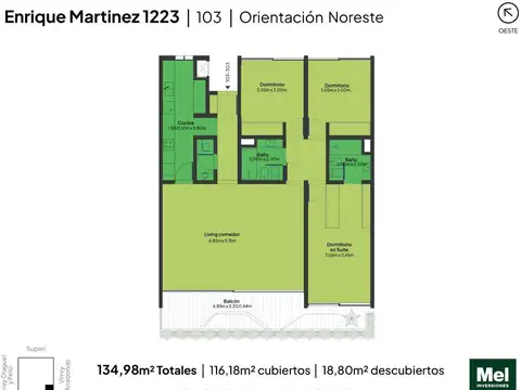Enrique Martinez 1200, Piso 1°
