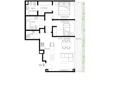 Departamento en Venta de 3 ambientes
