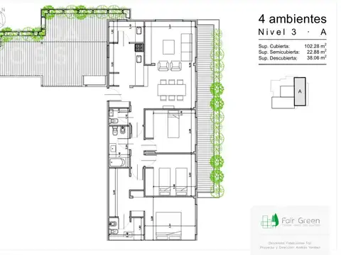 Departamento 4 ambientes con 2 baños
