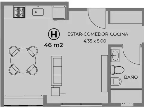 Departamento en Venta de 1 dormitorio