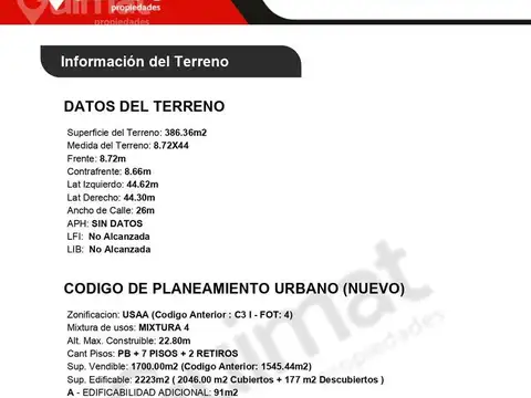 Terreno en Venta de 386,0 m2