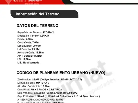 Terreno en Venta de 227,0 m2