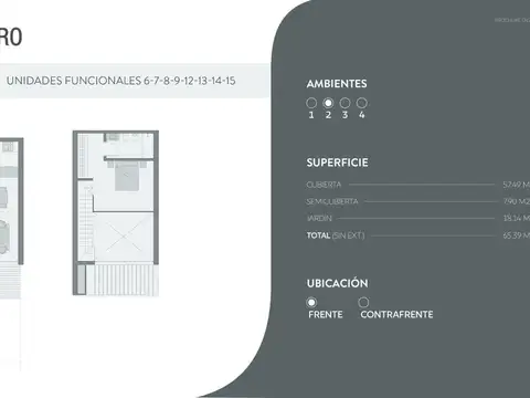 Casa 2 ambientes con 2 baños