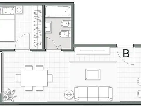Departamento 2 ambientes con 1 baño