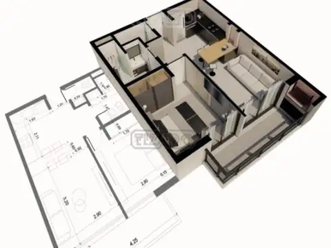 Departamento en Venta de 1 dormitorio